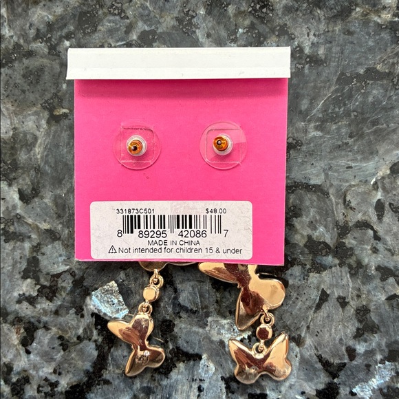 Betsey Johnson lavender rhinestone dangle earrings, NWT - Picture 2 of 2